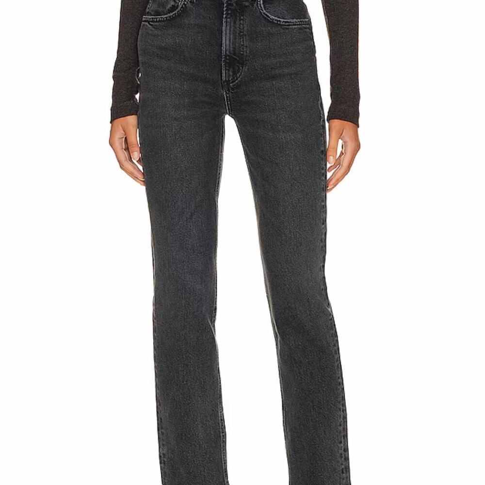 AGOLDE Metal Washed Black High Rise Stovepipe Slim Straight Leg Jeans Size 31 - Picture 3 of 8